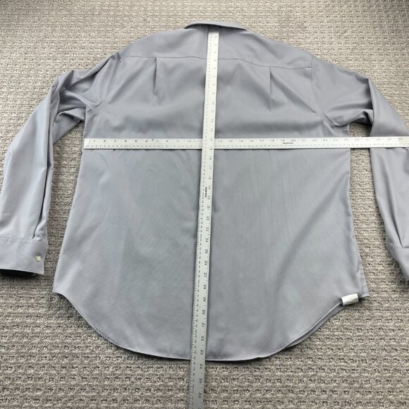 Calvin Klein Button Up Shirt Men 18 36/37 Gray Slim Fit Non-Iron Dress Formal - Picture 5 of 7